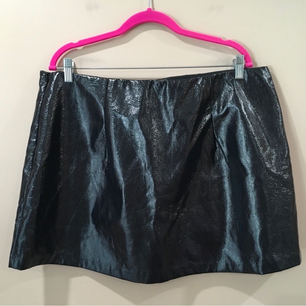 Abercrombie & Fitch Women XL Black Vegan Leather Mini Skort Skirt New